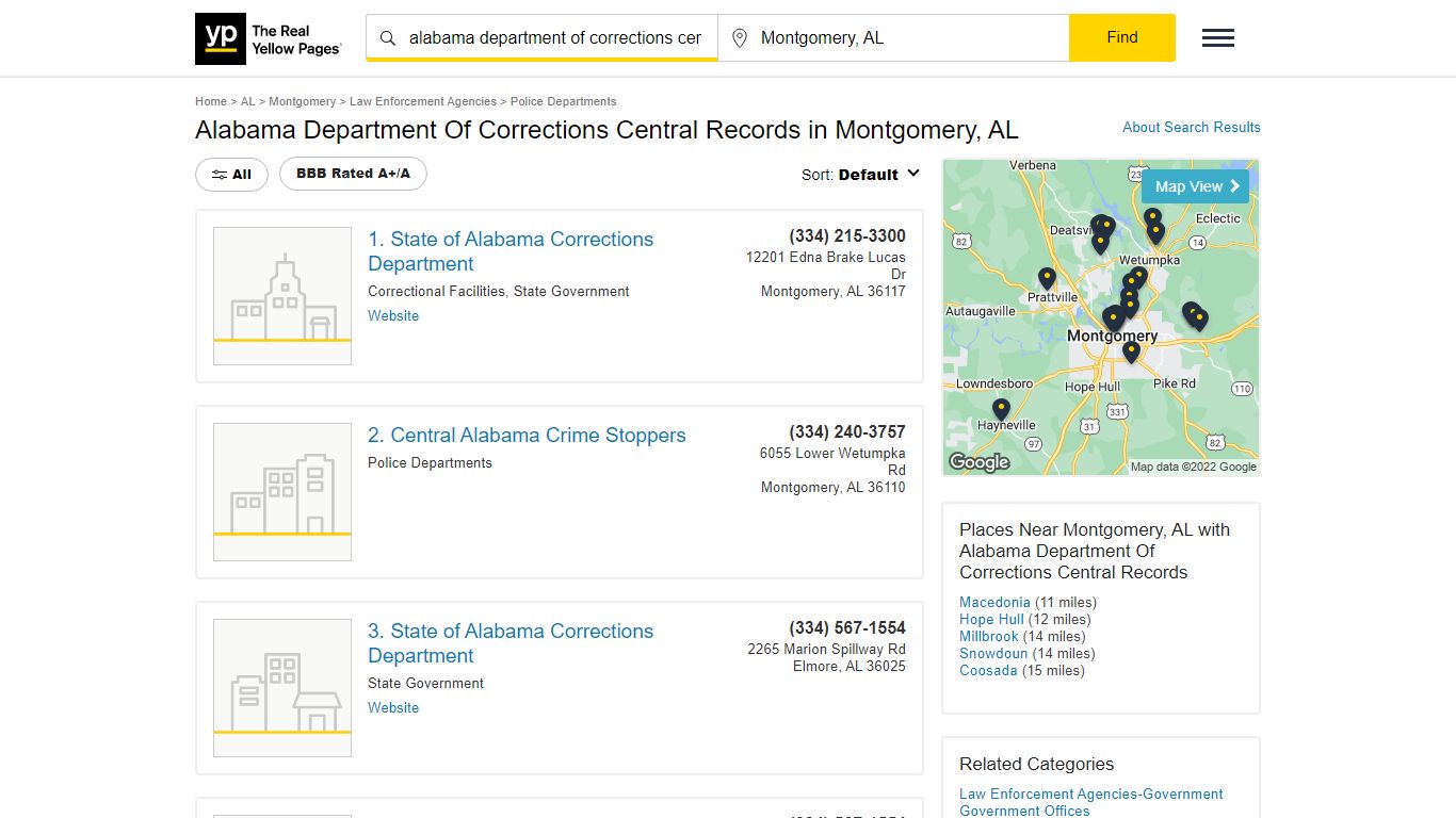 Alabama Department Of Corrections Central Records in Montgomery, AL